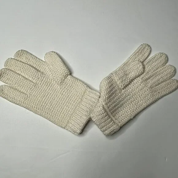 Vintage White Knit Cotton Gloves Women Size Large - Made in Japan - Picture 2 of 6